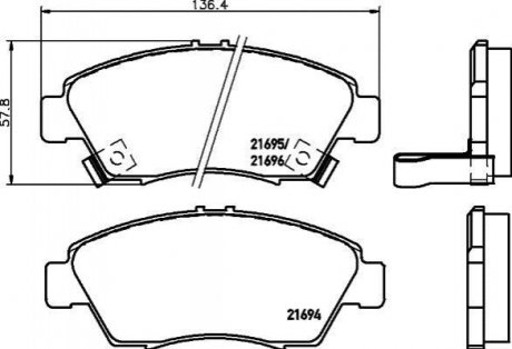 NP8005 NISSHINBO Колодки тормозные дисковые передние Honda Civic 1.5, 1.6 (94-01) (NP8005) NISSHINBO