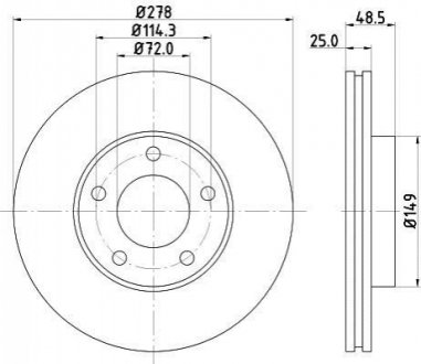 ND5001K NISSHINBO Диск тормозной передний Mazda 3, 5 1.6, 1.8, 2.0, 2.2 (05-) (ND5001K) NISSHINBO