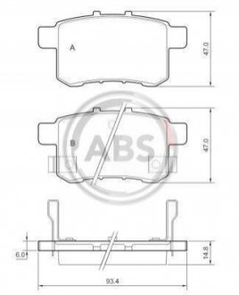 37756 A.B.S. Гальмівні колодки зад. Honda Accord VIII 08- (nissin)