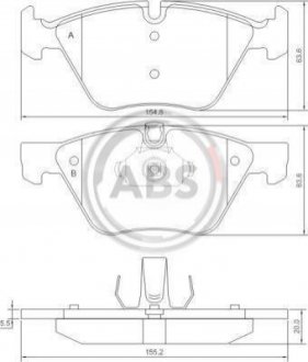 37409 A.B.S. Гальмівні колодки перед. BMW 3(E90)/1(E81) 04-13 (ATE) (154,8x63,6x20)