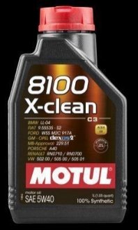 102786 MOTUL Олива моторна синтетична Motul "8100 X-Clean 5W-40", 1л