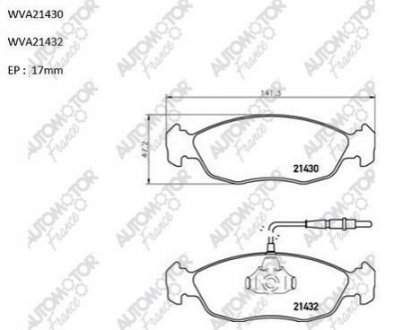 ABP9106 Automotor France Колодки тормозные передние Citroen Saxo (96-03);Xsara (97-05)/Peugeot 106 (91-), 306 (94-01) (ABP9106) Automotor France