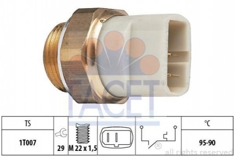 7.5027 FACET Датчик вмикання вентилятора Golf/Passat/Polo/T3 1.3-1.9D 73-97