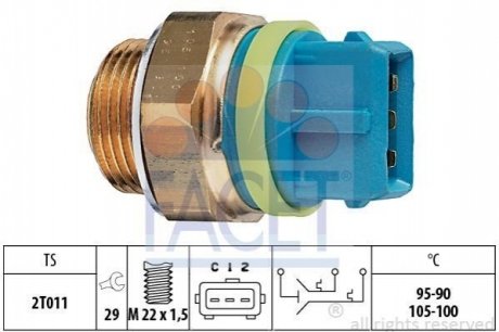 7.5677 FACET Датчик вмикання вентилятора Opel Omega B 2.5/3.0 TDI 94-03