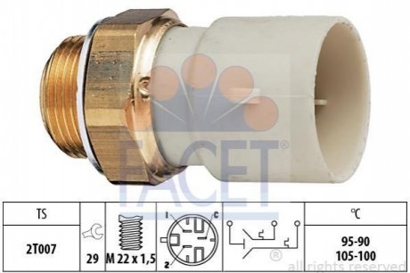 7.5688 FACET Датчик вмикання вентилятора Opel Astra F/Kadett E/Omega B 1.5-3.0 88-01