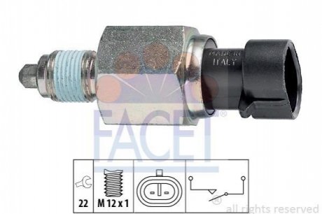 7.6196 FACET Датчик зад хода Doblo 1.6 D Multijet 10-