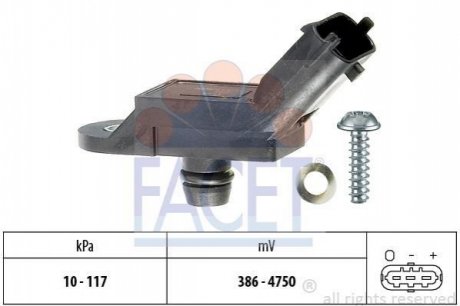 10.3133 FACET Датчик тиску наддуву (4 конт.) AUDI A1/A3-A8/CADDY/PASSAT/T5 1.2-6.3 03-