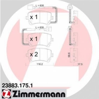 238831751 ZIMMERMANN Колодки гальмівні дискові, к-кт