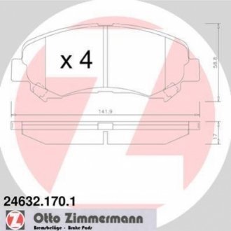 246321701 ZIMMERMANN Колодки гальмівні дискові, к-кт