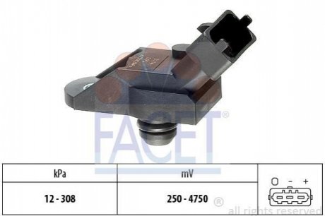 10.3114 FACET Датчик тиску наддуву Opel Astra G/Vectra B 2.0/2.2 DTI 97-05