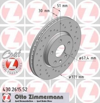 430261552 ZIMMERMANN Диск гальмівний SPORT Z