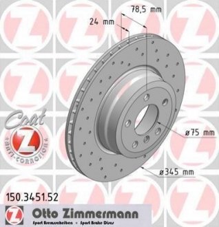 150345152 ZIMMERMANN Диск тормозной Sport