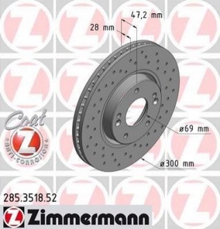 285351852 ZIMMERMANN Диск гальмівний SPORT Z