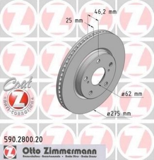 590280020 ZIMMERMANN Диск гальмівний Coat Z