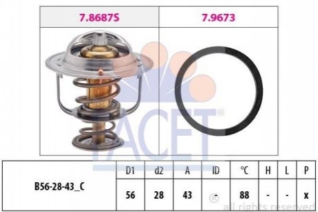 7.8688 FACET Термостат Toyota Avensis 2.0 (azt250_) (03-08) (7.8688) FACET