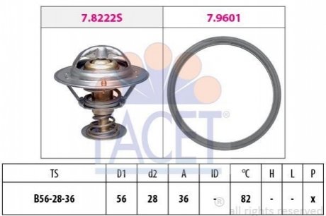 7.8728 FACET Термостат Mitsubishi Lancer 2.0 evo x (cz4a) (08-16) (7.8728) FACET