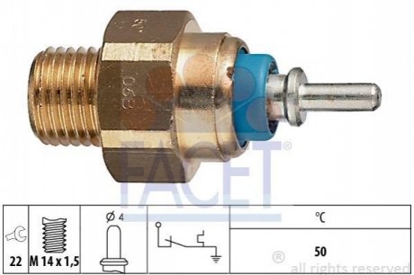 7.4070 FACET Датчик температуры охлаждающей жидкости Mercedes Benz W124/201/T1/T2 M102/OM602/603 77->