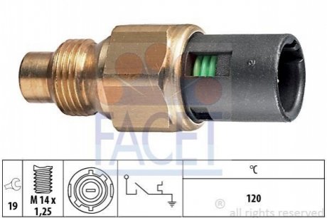 7.4048 FACET Датчик температури (вказівник/120°C) RENAULT 19 88-95/KANGOO 97-08 1.4i/TRAFIC 89-97 2.2