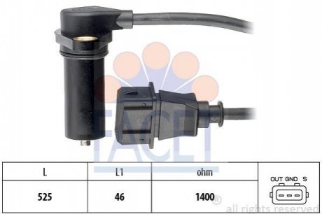 9.0219 FACET Датчик положения коленвала Audi A3 / Skoda Octavia / VW Bora/Golf/Polo 1.9 TDI 96->