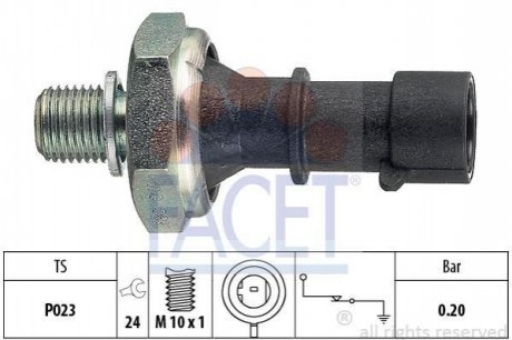 7.0170 FACET Датчик давления масла (0,2 bar/1 конт./черный) Astra J/H/Zafira B/Cruze 03- 1.7CDTi