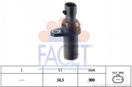 9.0377 FACET Датчик коленвала Fiat DOBLO,LINEA, 500, BRAVA, BRAVO, GRANDE PUNTO 1.2-1.4LPG 99-