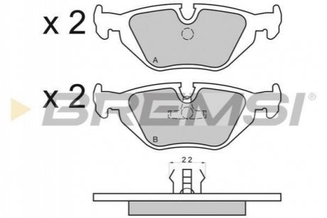 BP2498 BREMSI Гальмівні колодки зад. BMW 3(E36, E46)/5(E34)/7(E32) 86-06 (ATE) (123x43,6x16,7)