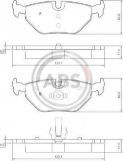 37267 A.B.S. Тормозные колодки зад. BMW 3 (E46)/SAAB 9-5/ROVER 75 96-09 (ATE) (123,1x45x17)