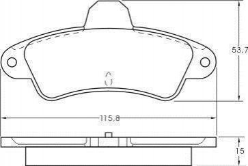 36844 A.B.S. Гальмівні колодки зад. Ford Mondeo 93-00 (Bendix) без датчика (115,8x53,7x15)