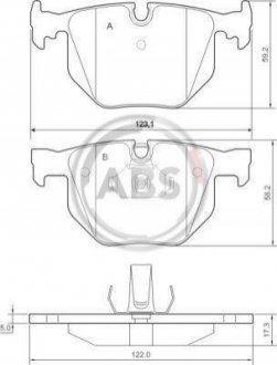 37348 A.B.S. Гальмівні колодки зад. BMW 3(E46)/7(E38)/X5(E53) 94-11 (ATE) (122x58,2x17,3)