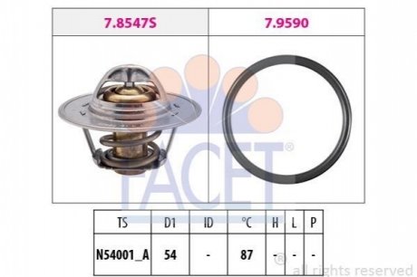 7.8547 FACET Термостат VW Caddy III/Golf IV/T4/T5/Octavia/A4/A6 1.4-2.0 TDI 80- (88C)