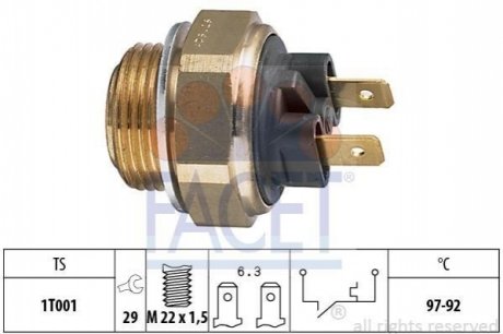 7.5111 FACET Датчик включения вентилятора Audi 100/80/ Peugeot 309/405 0.9-2.5 63-01