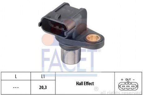 9.0346 FACET Датчик распредвала Opel ASTRA G,COMBO,CORSA B,CORSA C, 1.0/1.2/1.4 96-