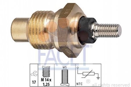 7.3003 FACET Датчик температури охолоджуваної рідини Fiat Ducato 1.8-2.0 i 82->