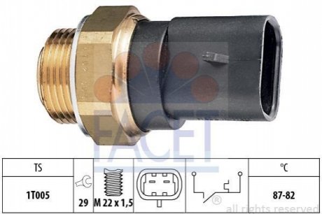 7.5102 FACET Датчик включения вентилятора Opel Astra F/Vectra A 1.4-2.0i 88-05