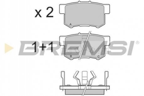 BP3374 BREMSI Гальмівні колодки зад. Honda Accord VIII/CR-V 01-06 08- (akebono)