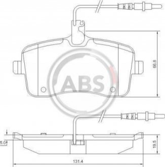 37430 A.B.S. Тормозные колодки перед. Peugeot 407 04- (TRW) (131,4x66,8x19,5)