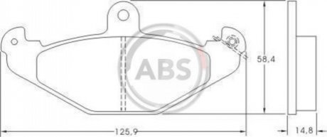 36788 A.B.S. Гальмівні колодки зад. Laguna I 93-01 (brembo) (125,9x58,4x14,8)