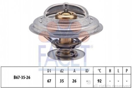 7.8302S FACET Термостат BMW 3(E36)/5(E39) 1.6-2.8 i 89-00 (92C) с прокладкой