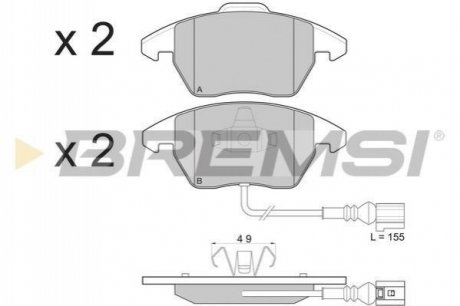 BP3103 BREMSI Тормозные колодки перед. Caddy III/Golf V/Passat B6/Octavia A5