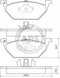 37008 A.B.S. Тормозные колодки перед. Caddy III/Golf V/Passat B6/Octavia A5