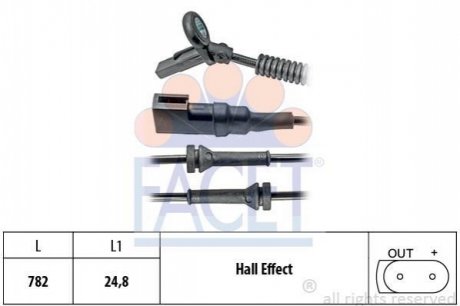 21.0024 FACET Датчик ABS Ford FIESTA V 1.25-2.0ST 01- передній Л/Пр