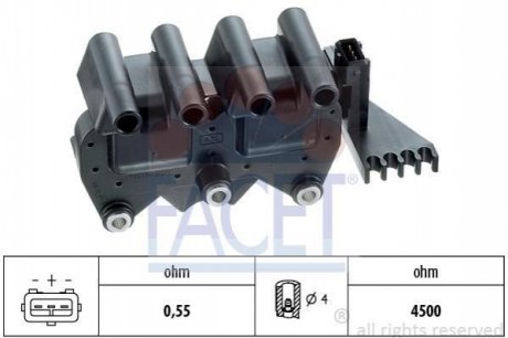 9.6245 FACET Катушка зажигания Fiat Brava/Doblo/Marea 1.6 95-