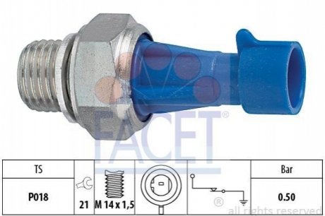 7.0143 FACET Датчик тиску оливи Jumper/Boxer 3.0 Hdi 06-