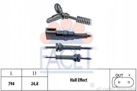 21.0151 FACET Датчик ABS передній Ford Fusion 02-13 (790 мм)