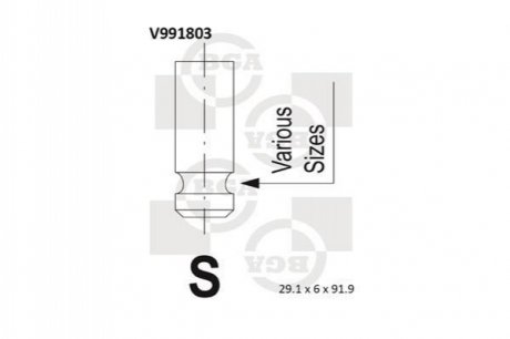 V991803 BGA Клапан впуск. ACCENT/RIO/CERATO 1.4/1.6i 02-