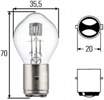 8GD002084-151 HELLA Автолампа BA20d S2 12V45/40W