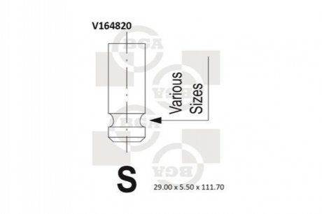 V164820 BGA Клапан впуск. LANCER 1.6 03-