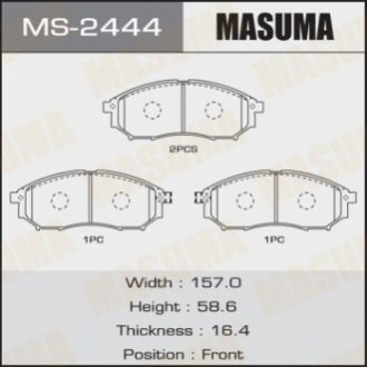 MS2444 MASUMA Колодка тормозная передняя Infiniti FX 35 (05-10)/ Nissan Murano (04-16), Pathfinder (05-14)/ Renault Koleos (08-) (MS2444) MASUMA