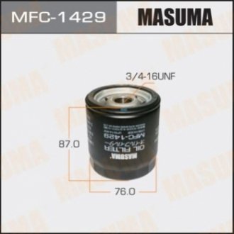 MFC1429 MASUMA Фильтр масляный Ford Fiesta (02-), Focus (05-), Mondeo (07-)/ Mazda CX-7 (09-12), 3 (08-), 6 (03-12) (MFC1429) MASUMA