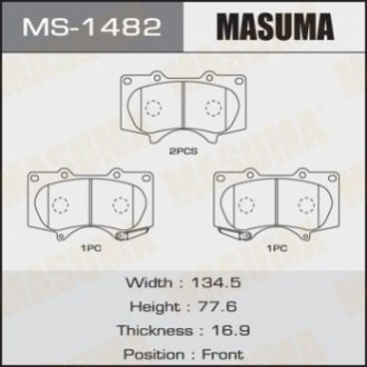 MS1482 MASUMA Колодка тормозная передняя Mitsubishi Pajero (06-)/ Toyota Hilux (11-), Land Cruiser Prado (02-09) (MS1482) MASUMA